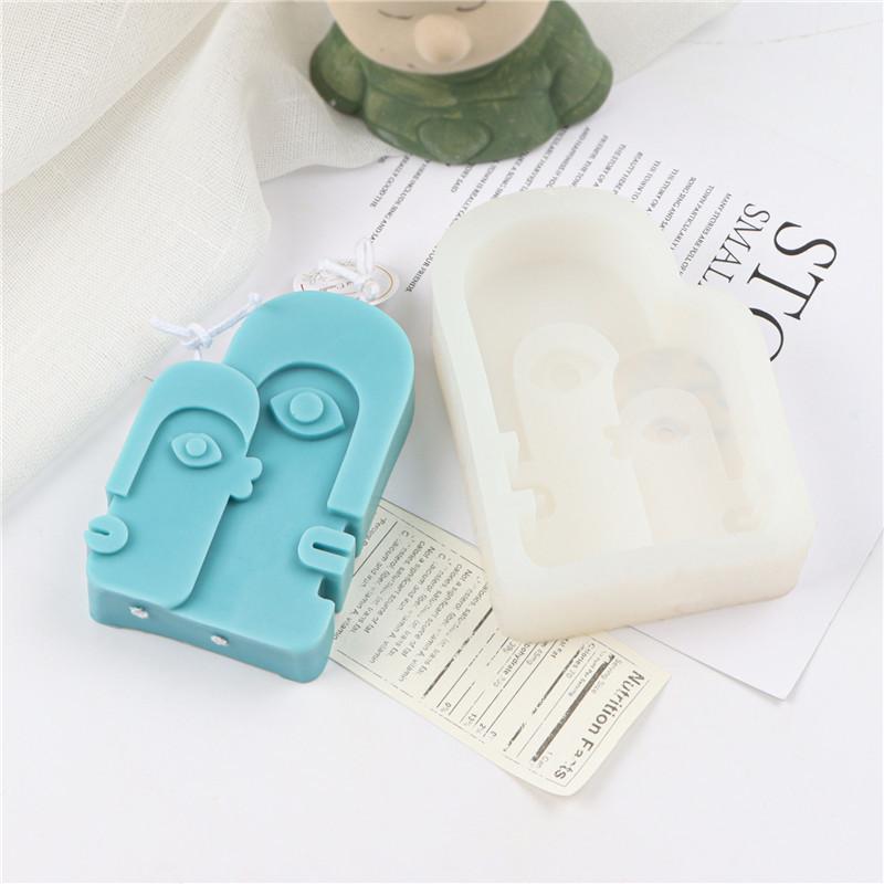 3D Art Abstract Human Face Candle Silicone Mold DIY Nordic Design Candle Making Plaster Aromath Soap Molds Home Decor Craft Gift