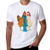 Silly Chickens In Scarves And Santa Hats Tshirt Holiday Casual Short Sleeve Top