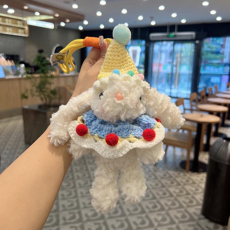 Girlish Heart Lop-Eared Rabbit Plush Pendant: Cute Cartoon Top Hat Keychain & Bag Charm