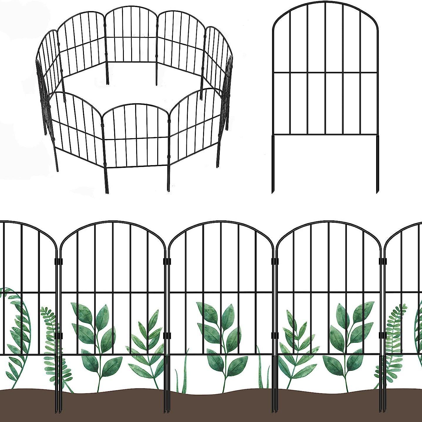 

Garden Fence 10 Panels, 10ft (L) X 24in (H) Rustproof Metal Wire Border Animal Barrier for Dog, Garden Fence XS（old） чёрный