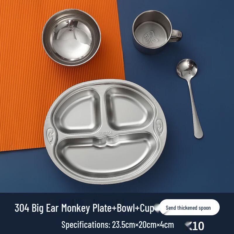 Kids Cartoon 304 Stainless Steel Divided Meal Set