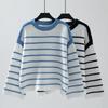 Vintage Stripe Cardigan Loose Knitwear Sweater Long Sleeve O Neck Top Autumn Winter