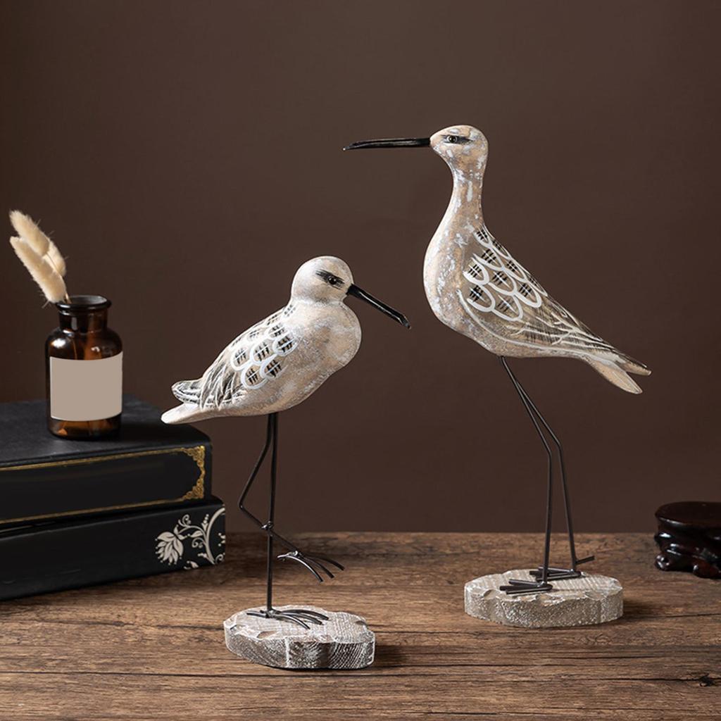 Set of 2 Wooden Seagull Figurines, Ideal As A Gift for