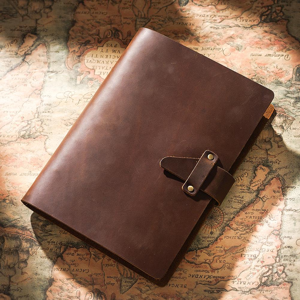 A5 Genuine Leather Retro Loose-Leaf Notebook with Crazy Horse Leather – Office Business Journal Diary