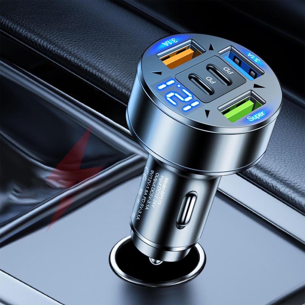 USB Car Charger Multi-Ports 3USB2PD Car Charger Type C Pd Super Fast Charging Mobile Phone Socket Adapter In Car for Family