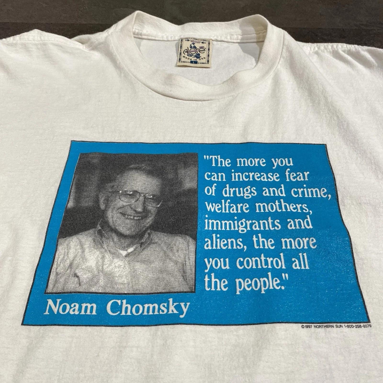 Vintage 90s Noam Chomsky T Shirt Political Politics Philosophy Humor Rare XL