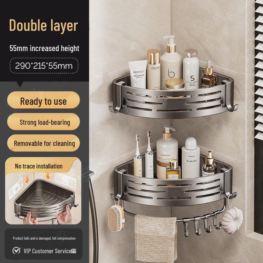 No-Drill Triangle Bathroom Wall-Mounted Shelf