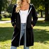 Women's Long Zip-Up Hoodie with Pockets, Casual Versatile Hooded Coat for Everyday Wear