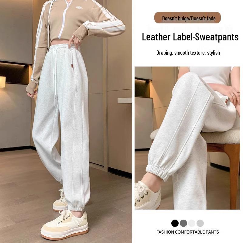 

Women s White-Grey Casual Harem Joggers - Spring 2025 Cropped Loose Fit Small