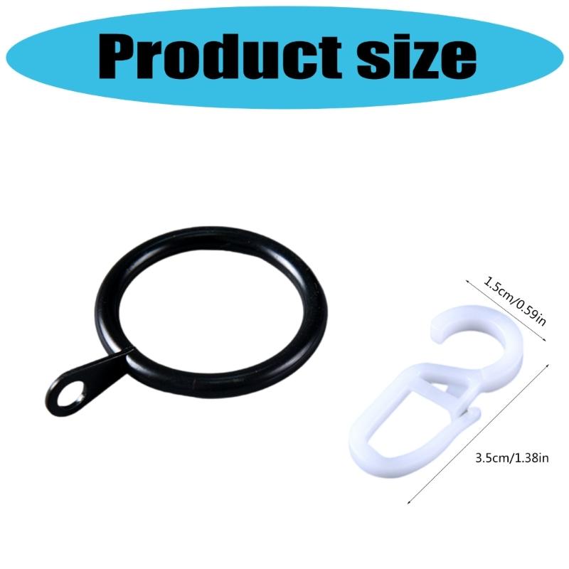 Pack Of 100 Curtain Rings with Clip 30mm Inner Diameter Plastic Hooks For Poles And Rod Drapery And Shower Hanging