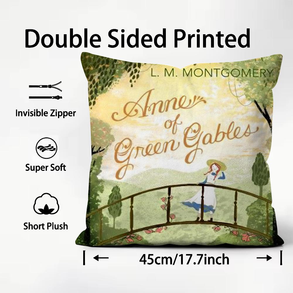 Books Anne of Green Gables Cushion Cover Premium Comfort Reversible Pillow Cove -Two in One Design for Any Room & Car Interior
