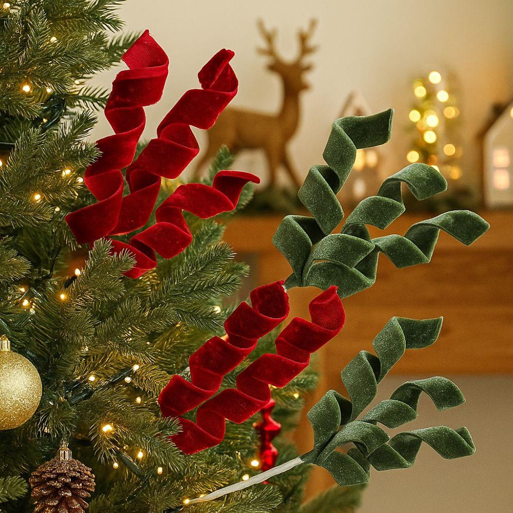 Realistic Christmas Artificial Branches Handmade Simulation Curled Flower  Wedding Decoration