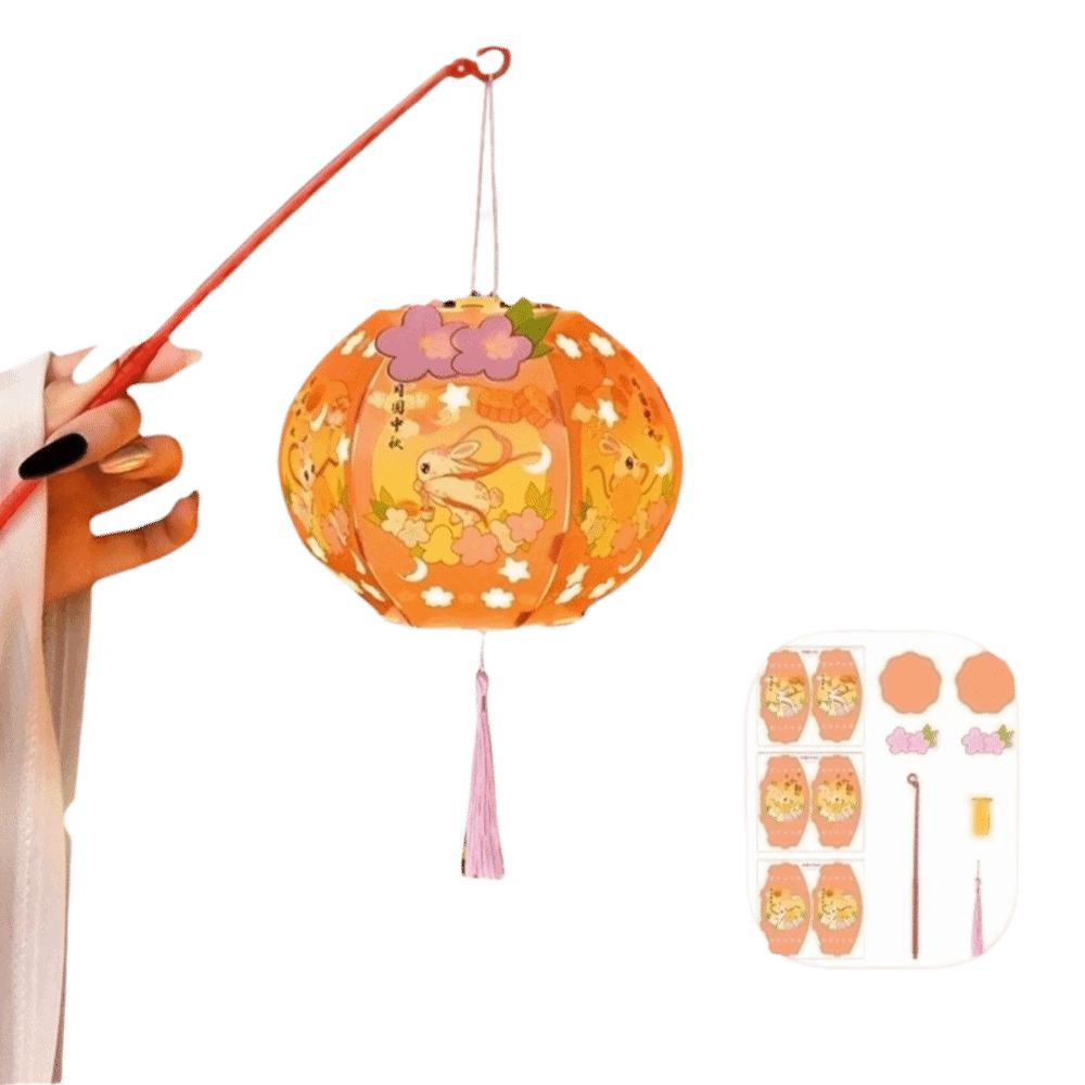 Rabbit Mid-Autumn Festival Lantern Six-Sided LED Lantern DIY Craft Kit Lantern  Garden Decor