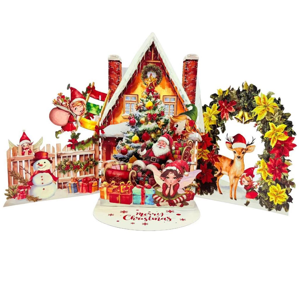 3d Christmas Card Unique Pop-Up Santa Claus Card Christmas Greeting Card Three-Dimensional For Decor Gifting Christmas