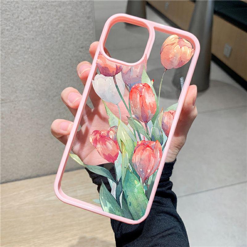 Flower Tulip Printing Phone Case for IPhone 15 Pro Max 11 12 13 14 8 7 Plus SE 2020 X XR XS Shockproof Bumper Cover