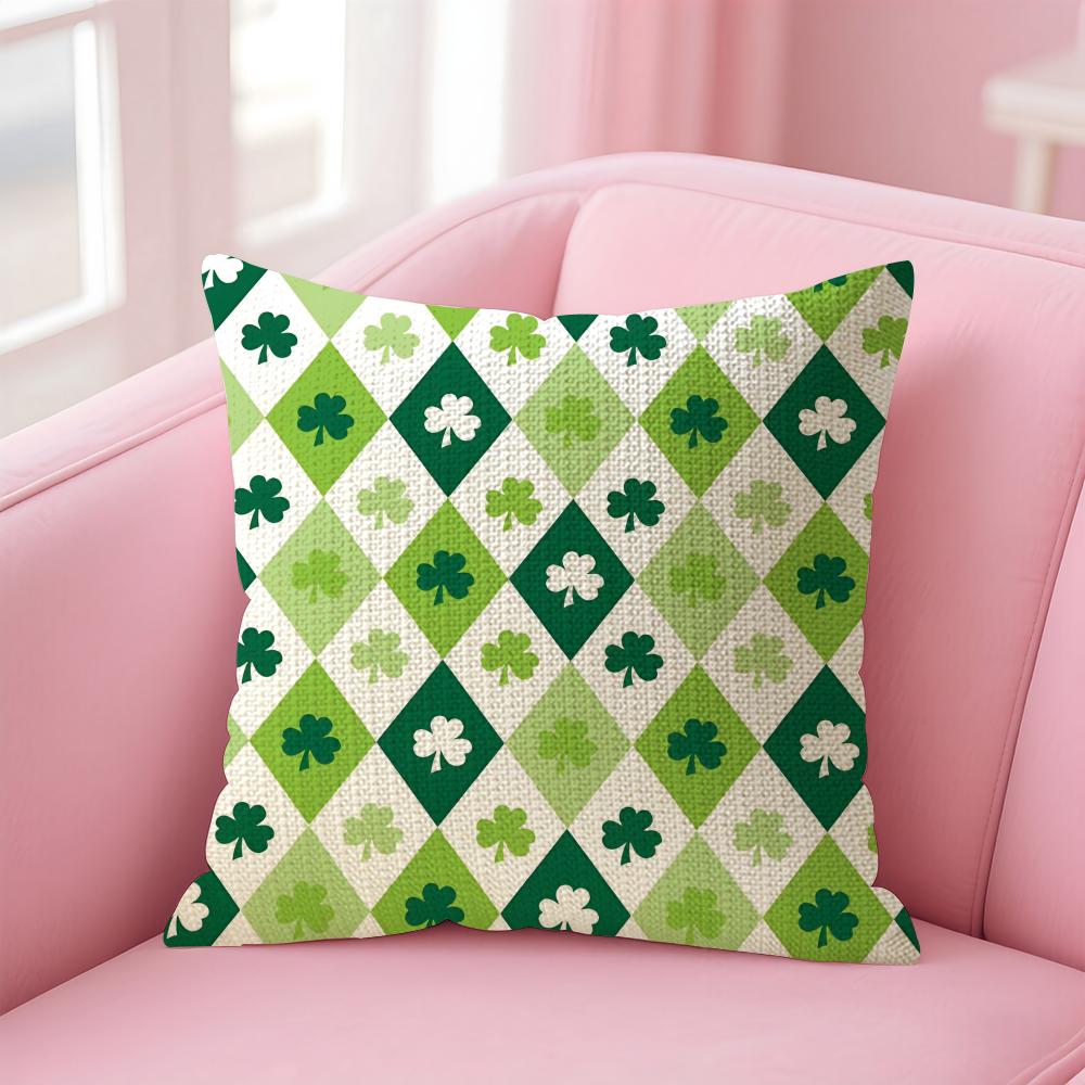 

St Patricks Day Happy Cushion Cover Natural Linen Pillow Case DoubleSided Print Decorative Sofa Pillowcase Home Decor Gift 30x30cm