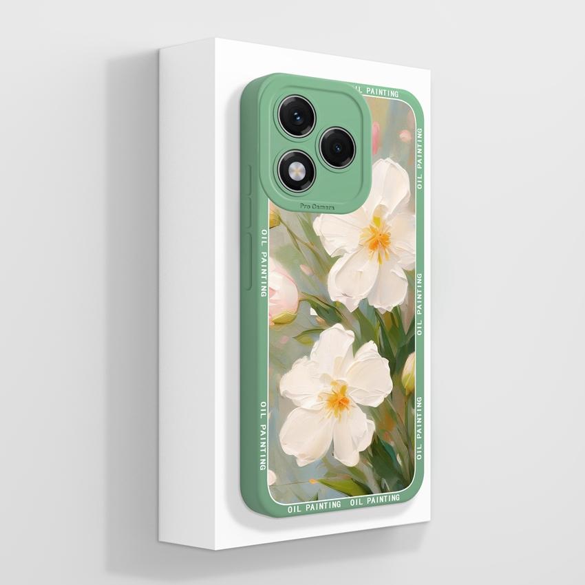 Silikonový kryt s motivem květiny pro Huawei 400 Lite X7c X8 X8c X9c Play 30 60 Plus, odolný proti pádu, s motivem květů a ochranou obrazovky proti pádu pro Huawei.