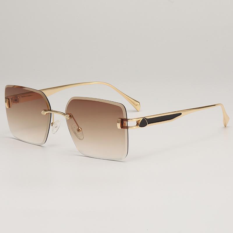 European & American Frameless Gradient Sunglasses: Trendy Large Metal Frames