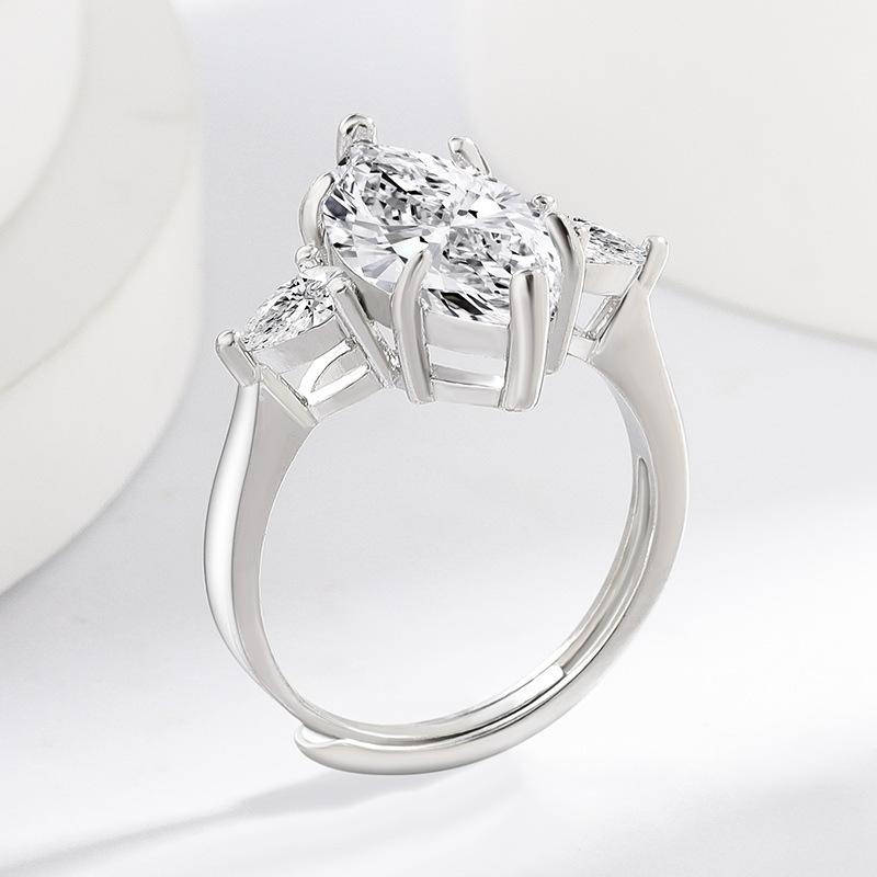 925 Sterling Silver Luxury Paved 8 Carat Marquise Shape High Carbon Diamond Wedding Band for Women Engagement Bridal Jewelry Wholesale