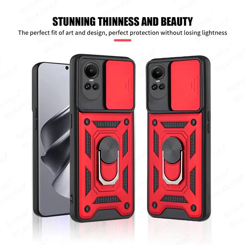 Armor Case For OPPO Reno 10 5G Reno10 Pro Reno 8T 7 6 5 Lite Cover Lens Protection With Ring Magnetic Holder Coque Fundas
