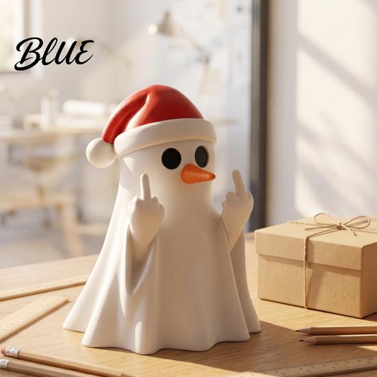 Adorno de Fantasma Lindo Portalápices de Navidad con Gorro de Santa Organizador Divertido de Escritorio Accesorio de Foto Espeluznante para Fiestas Estatua de Halloween para Mesa Decoración para el Hogar