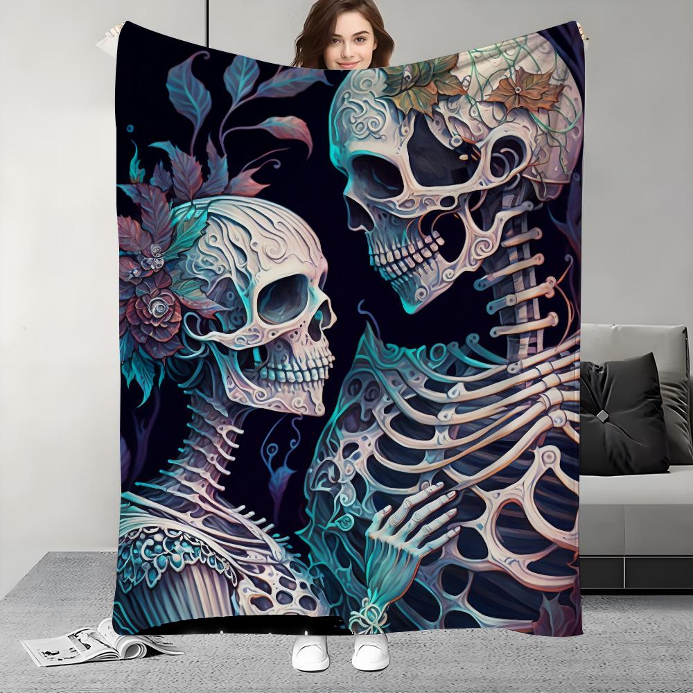 

Simple Skull Love married Skeleton Blanket Design Lightweight For Dorms, Naps, Living Room, Office,Sofa,All-Season 30x40in