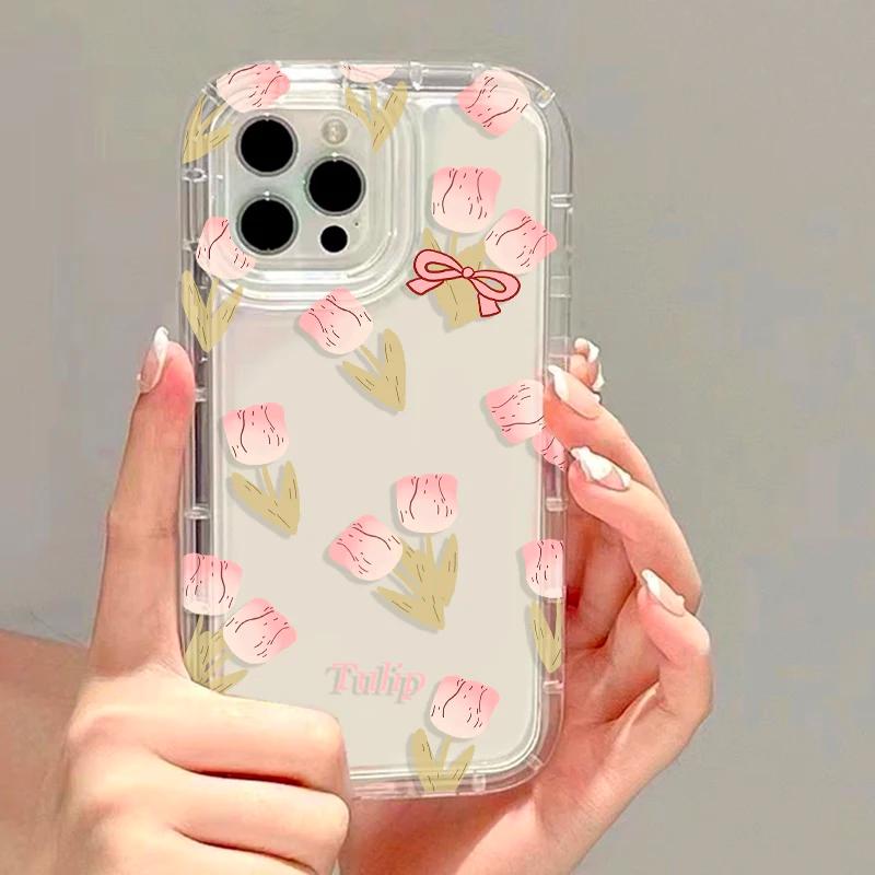 Fashion Florals Clear Phone Cases For lPhone 15 iPhone 17 Air 16e 16 Pro Max 14 13 11 12 XR XXs Max Capa Soft Silicone Cover