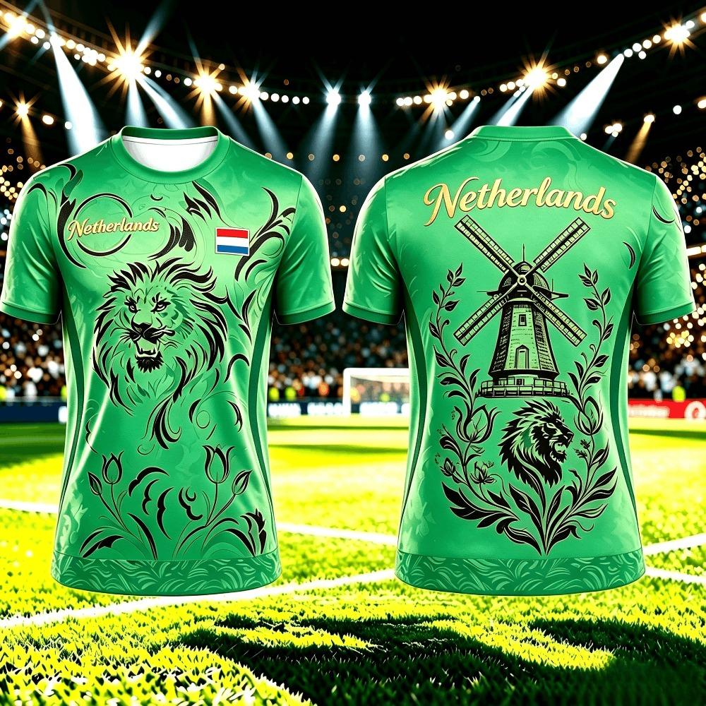 Sommer Herren 3D Fußball Aufdruck Rundhals T-Shirt Mode Vielseitig Atmungsaktiv Trend Lässig