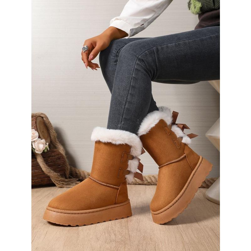 Thick-soled Warm Snow Boots Women's 2025 Winter New Plus-size Muffin with Fleece and Thickened Wool Mouth Mid-tube Cotton Shoes