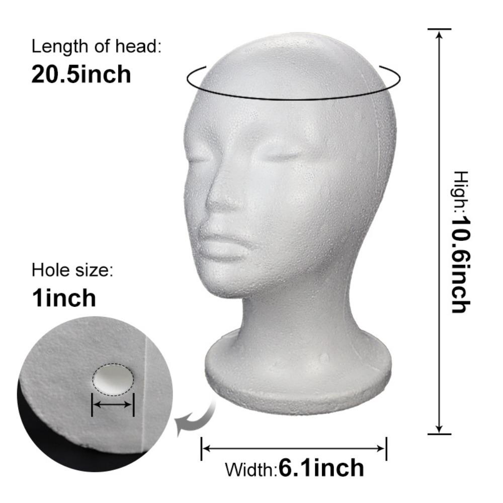 White Female Mannequin Head Stable Base Display Stand Rack Foam Head Model  Photography Prop