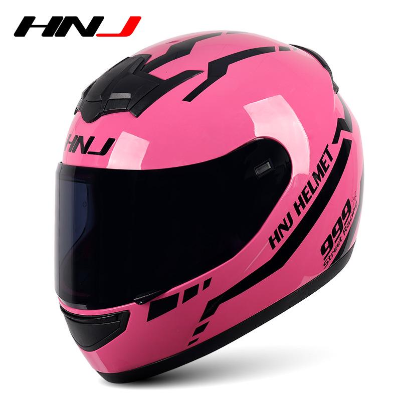 HNJ Unisex Full-Face Summer Motorcycle Helmet with Gray Riding Horns - Stylish and Safe for Racing
