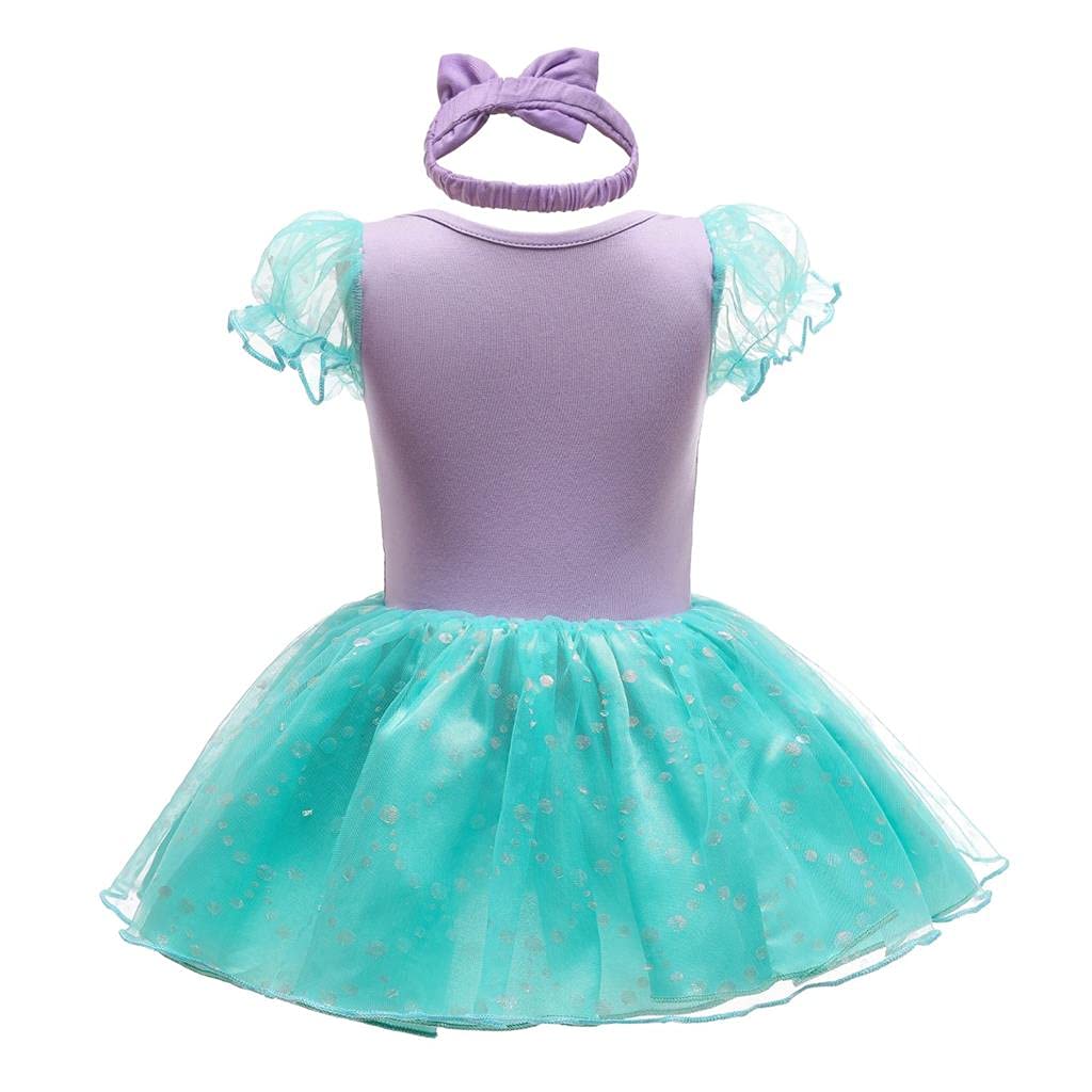 Dressy Daisy Baby Mermaid Romper Costume Ariel Princess Dress with Size Halloween Months Girls' - Headband, 70, Costume, 6-9