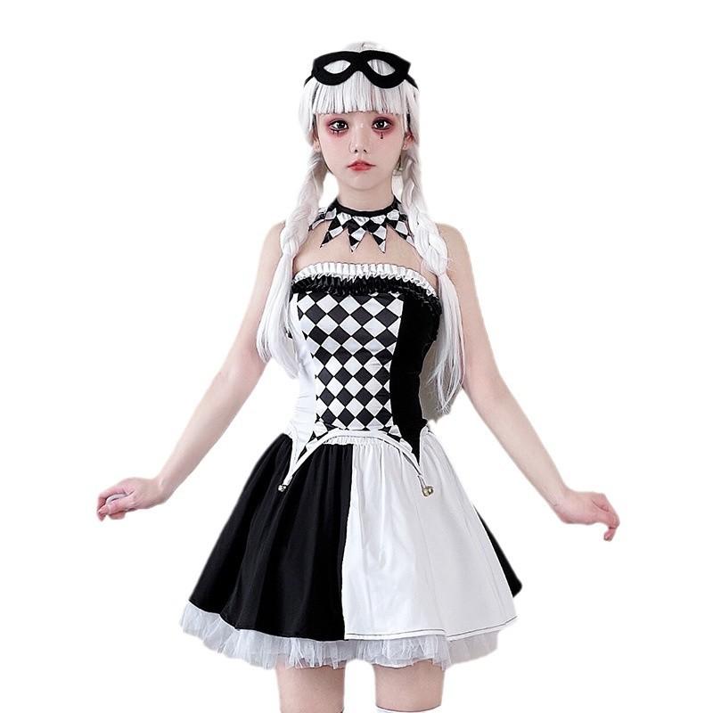 Joker Costume Polyester Black and White M/L/XL Halloween Cosplay