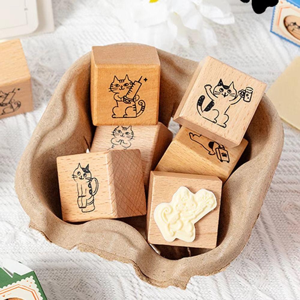 Cute Wooden Rubber Stamps Artistic Style Stationery Stamps  For DIY Card Photo Album Diary Decor