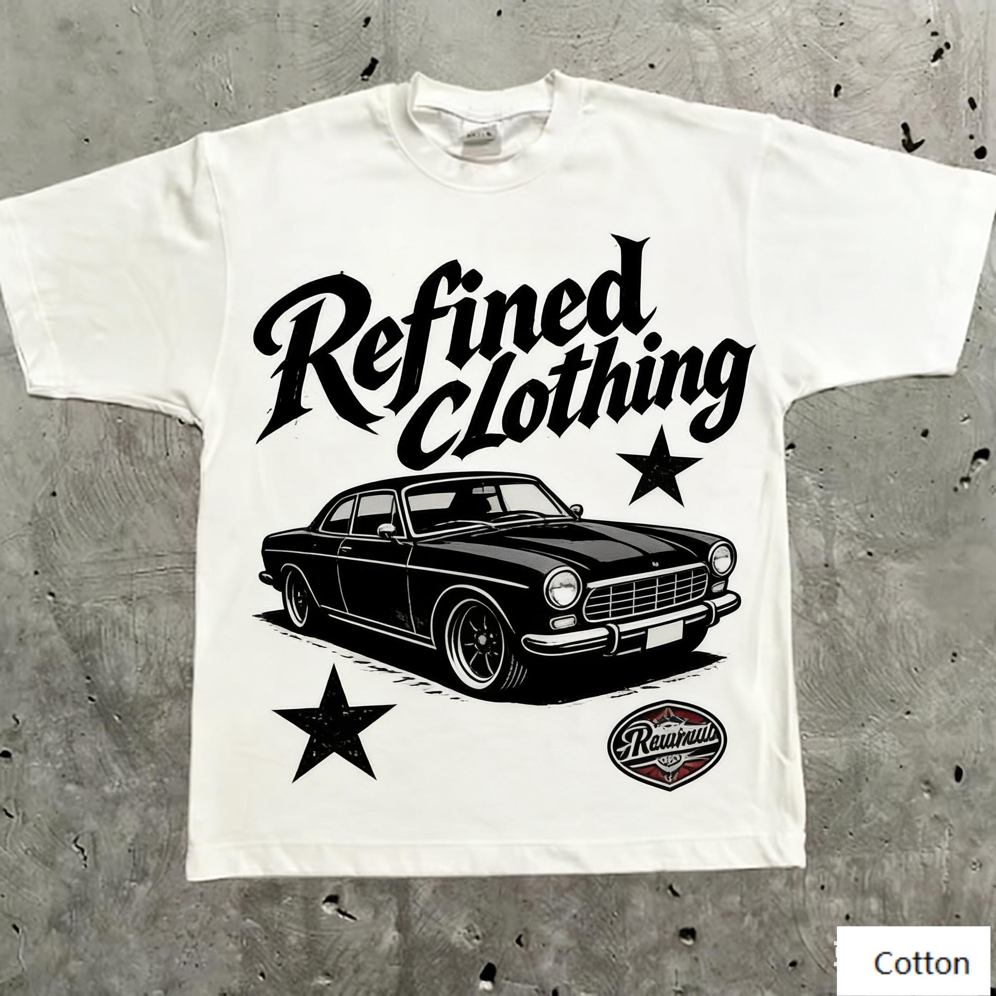 

Oversized TShirt with Retro Car Graphic Loose Streetwear Style Soft Heavyweight Fabric Classic Crew Neck for Trendy Daily S