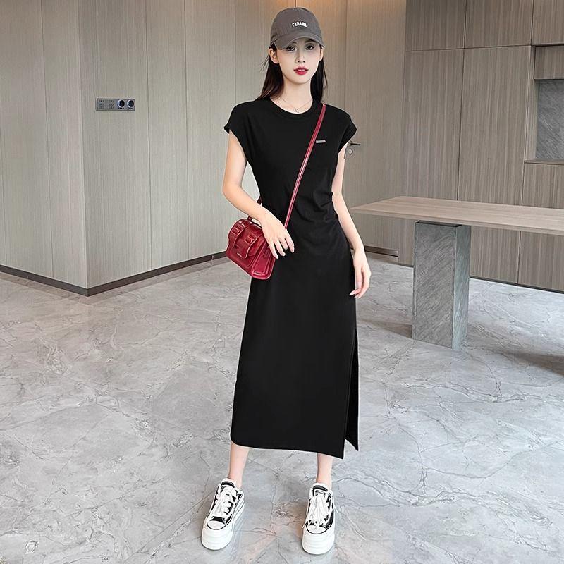 

Women s Summer Slim Fit Split Midi T-Shirt Dress S (85-93 jin)