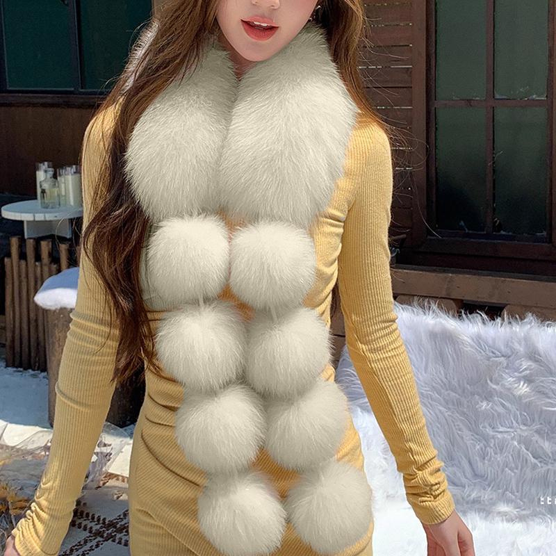 Long Faux Fox Fur Scarf Women Winter Warm Soft Furry Scarves Casual Lady Outdoor Neck Warmer Collar