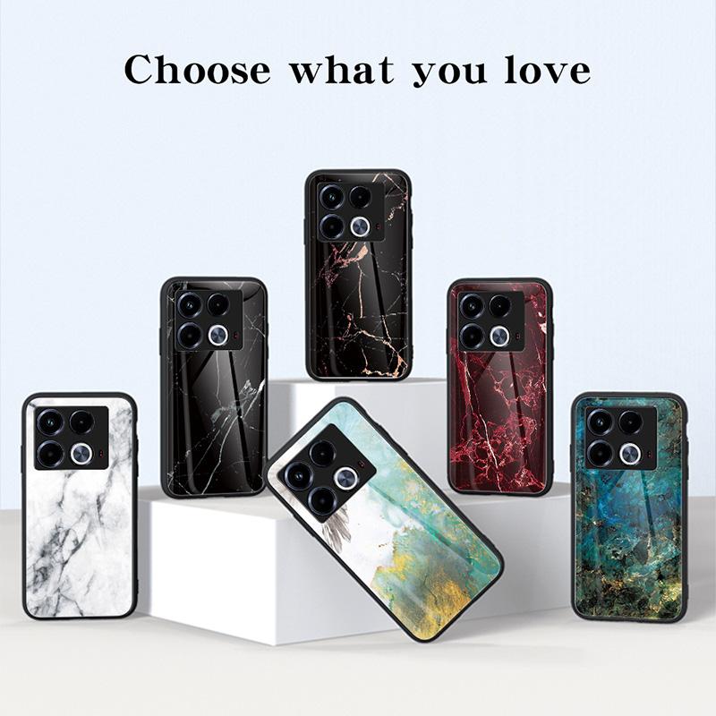 For Infinix Note 40 Tempered Glass Case Marble Pattern Protective Phone Cover