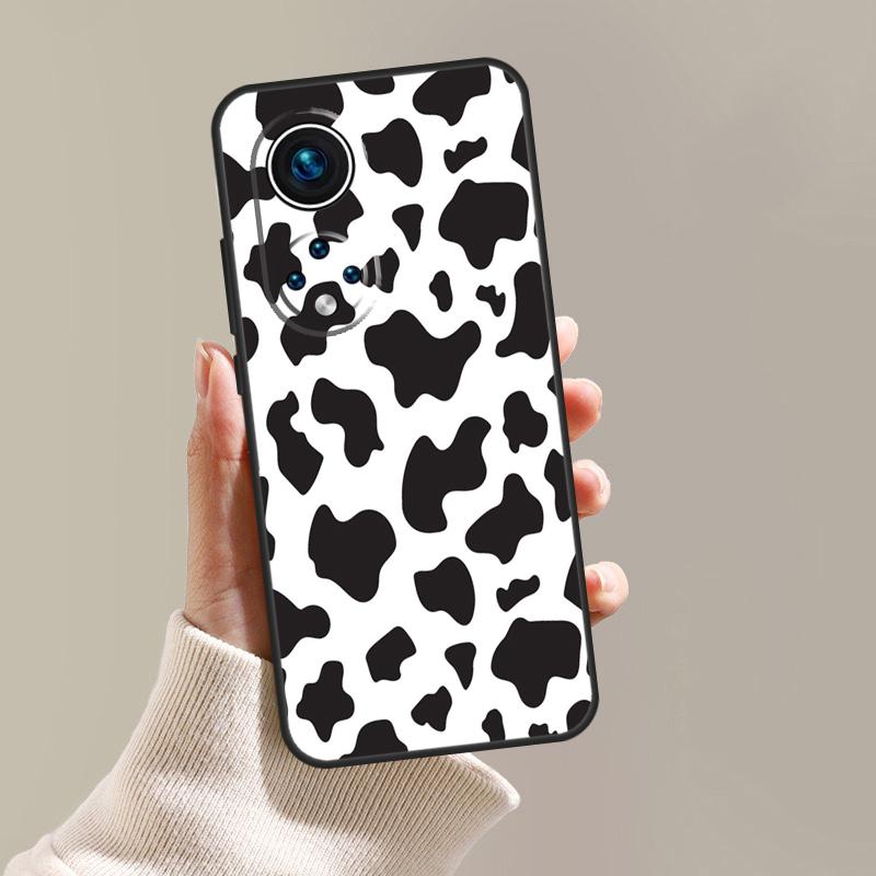 White Black Cow Print Cover For Honor X8 X8a X9 X9a X7a X7 X6a 8X 9X Magic 5 Lite Pro Honor 70 50 90 Lite Case
