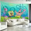 Cartoon Spongebob Wall Tapestry Aesthetic Wall Hanging Printed Fabric Blanket Decorative Tapestries for Bedroom Living Room Home Decor