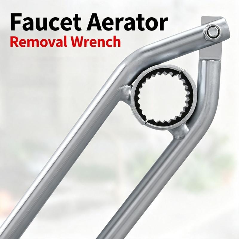 Sink Faucet Aerator Wrench Tool Carbon Steel Hand Tool with Toothed Head and Long Handle for Home Care and Cleaning Use
