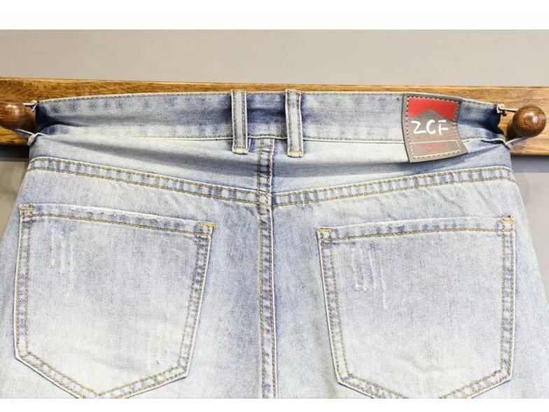 Men's Light Blue Slim Denim Shorts with Pocket and Contrast Trim