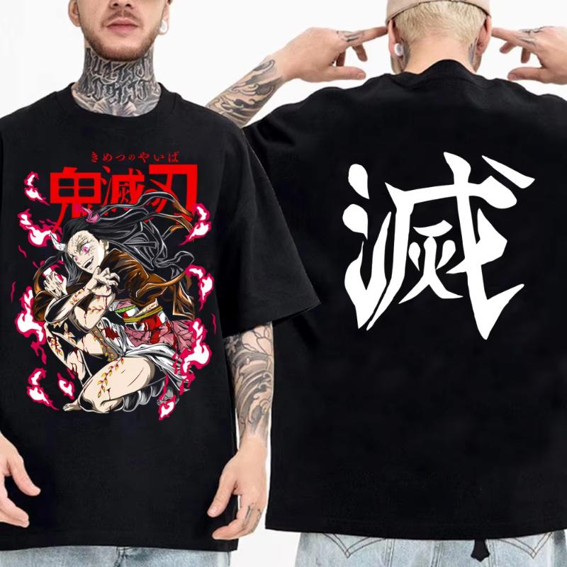 Japanese Anime Shirt Demon Slayer Infinity Castle T Shirt Men Cartoon Kimetsu No Yaiba High Quality Cotton Streetwear Clothes