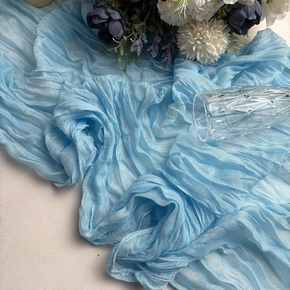 Wrinkle Gauze Table Runner Cheesecloth Semi-Sheer Table Setting Dining Wedding Party Christmas House Banquets Arches Decor