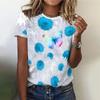 Fashion 3D Floral Print T Shirt for Women Summer Short Sleeve Tees Casual O-Neck Loose Short Sleeve Ladies Top