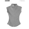 American niche design pure desire Spice Girl style short-sleeved T-shirt women's semi-turtleneck ant waist vest fashion bottoming top
