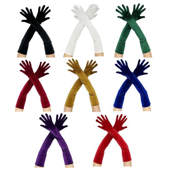Women Velvet Long Gloves Retro Elbow Length Gloves 1920s Flapper