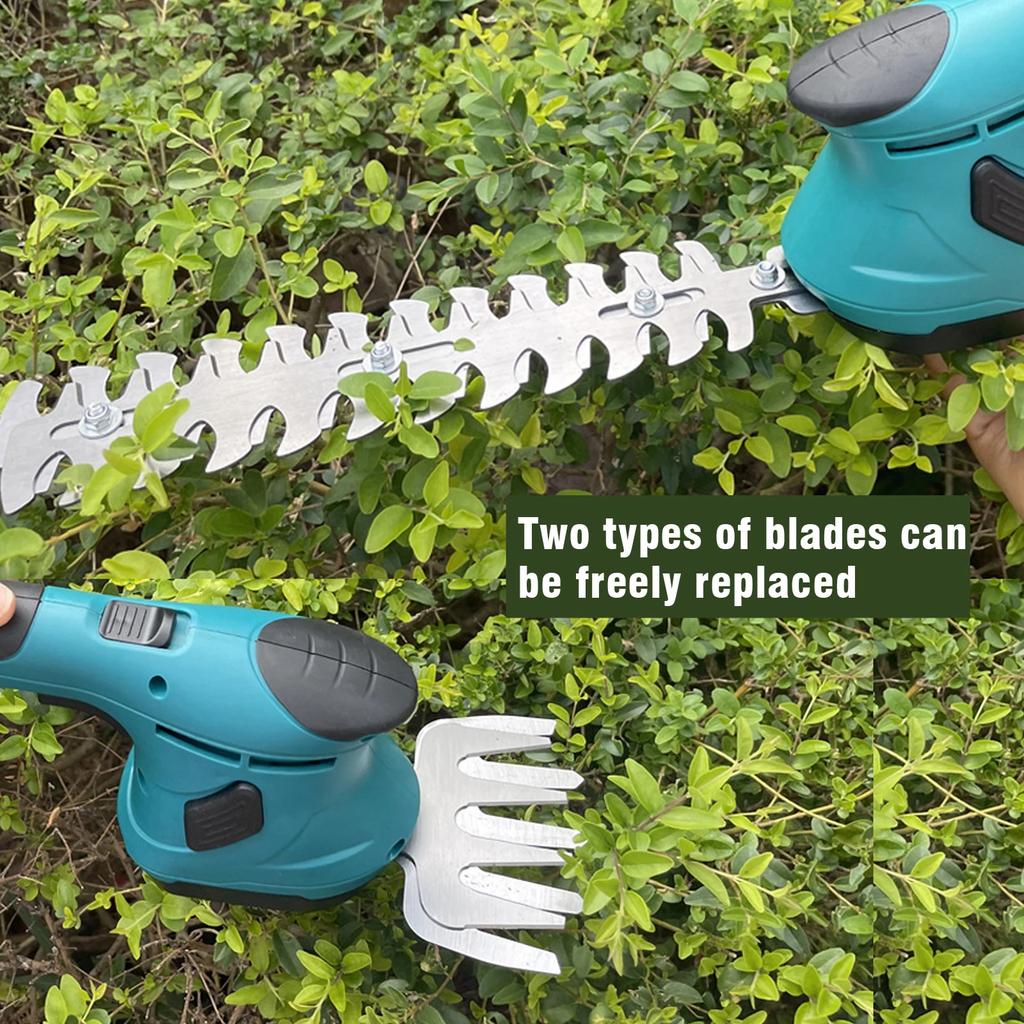 Cordless Electric 2-in-1 Hedge Trimmer Shrub Pruner Mower Handheld Garden Weeding Tool Compatible with Makita 18V Battery