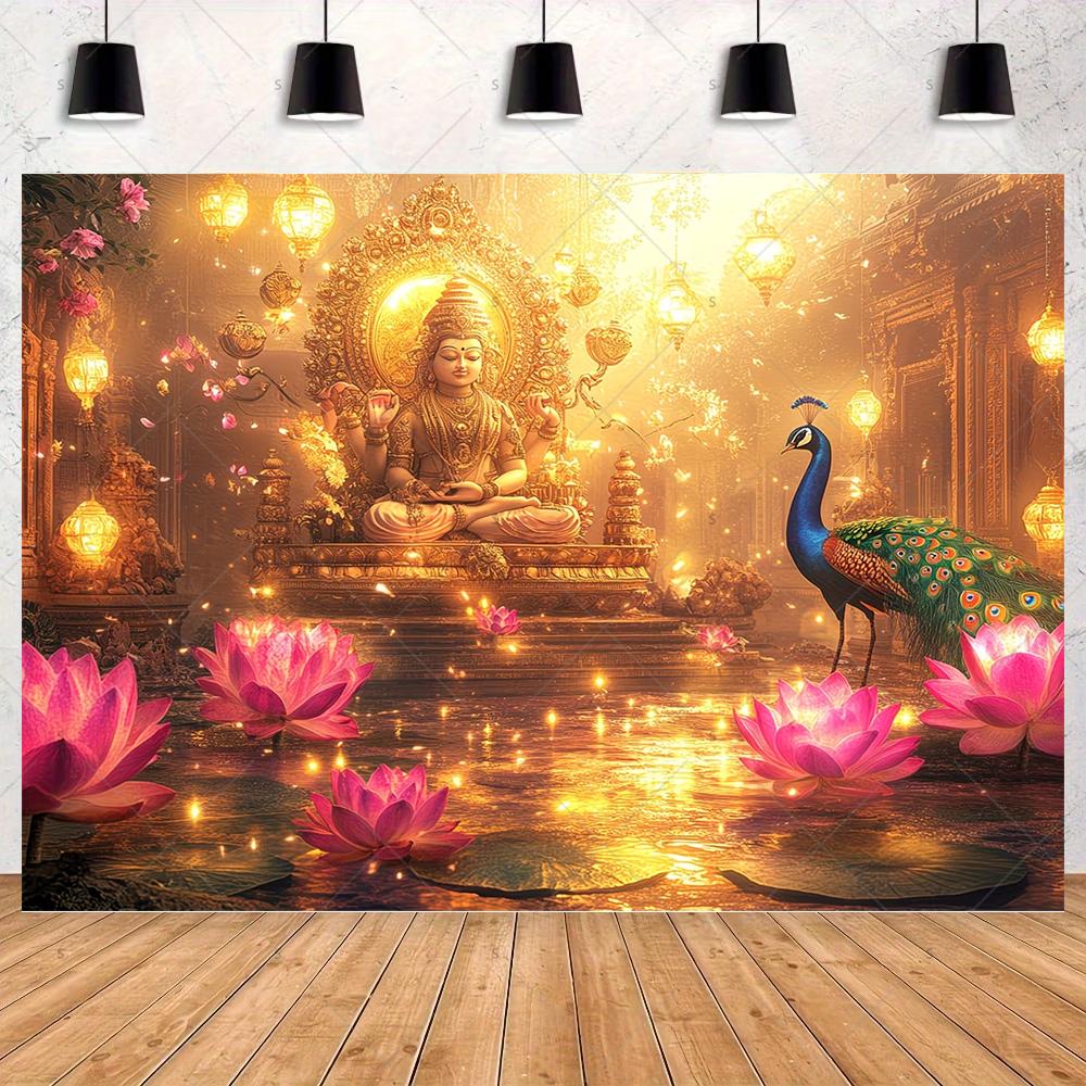 Peacock Theme Background Happy Birthday Flower Castle Waterfall Party Decor Backdrop Photography Studio Supplies Props Banner