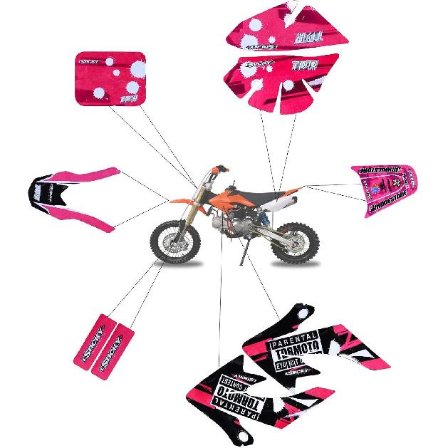 Complete Graphics Decals Stickers Kit for CRF50 XR50 CRF 50 XR 50 Plastics Fairing SDG SSR 107 110 125CC Thumpstar Atomik Dirt Pit Bikes Motorcycle